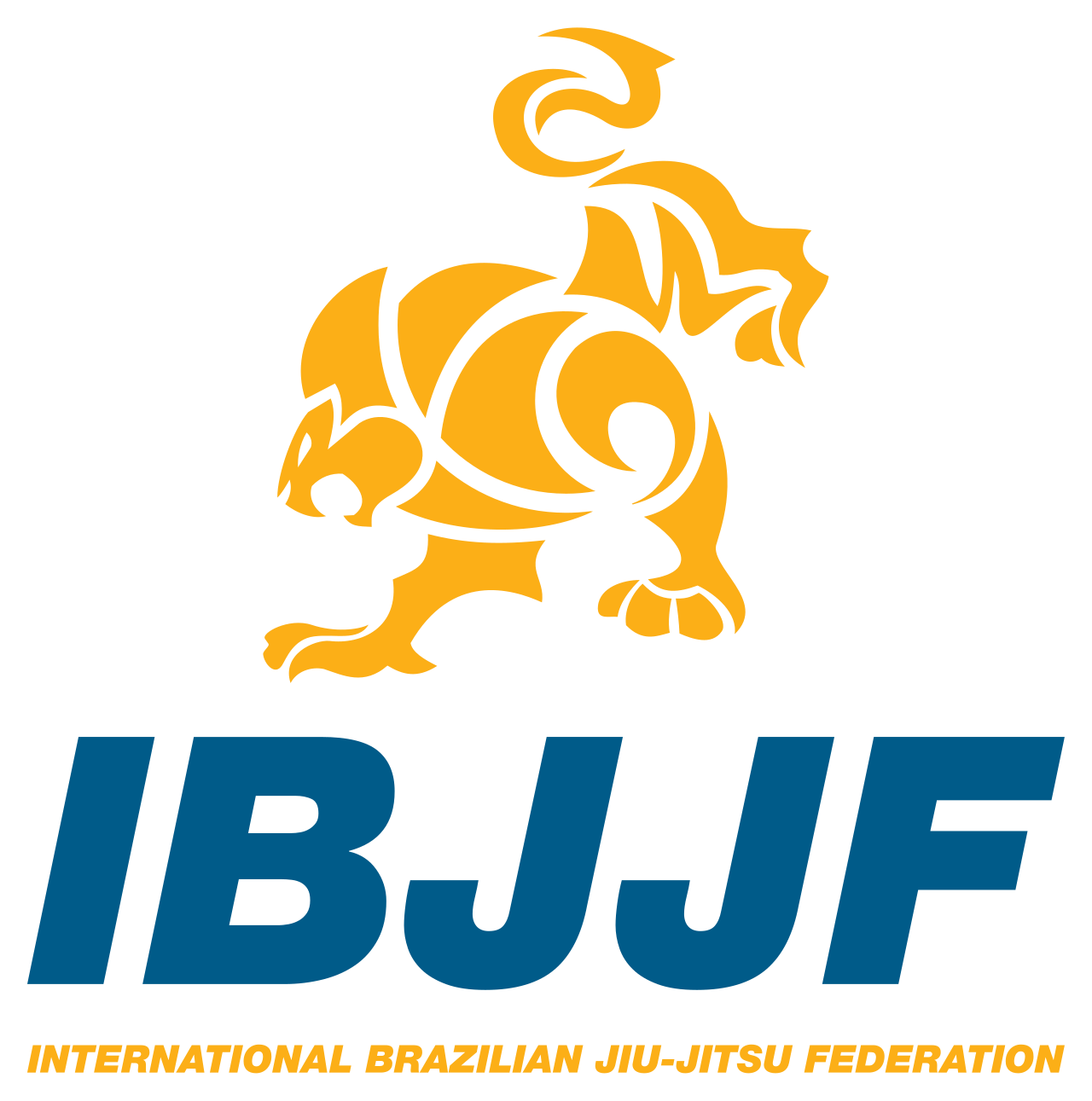 IBJJF International Brazilian Jiu-Jitsu Federation official logo with golden lion emblem.