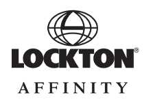 Black and white Lockton Affinity company logo with globe icon design above text.