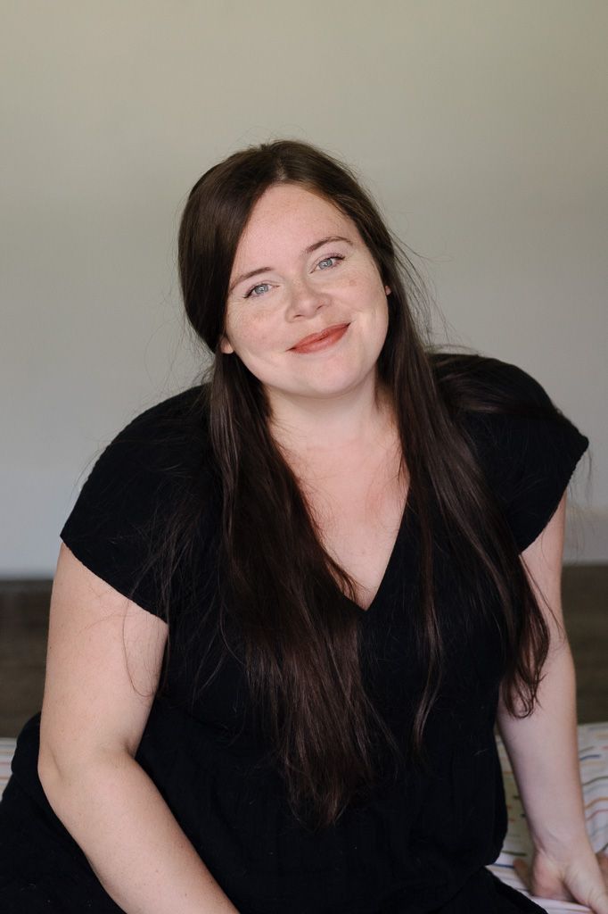 A series of casual self-portraits showing someone with dark hair wearing a black top against a neutral background.