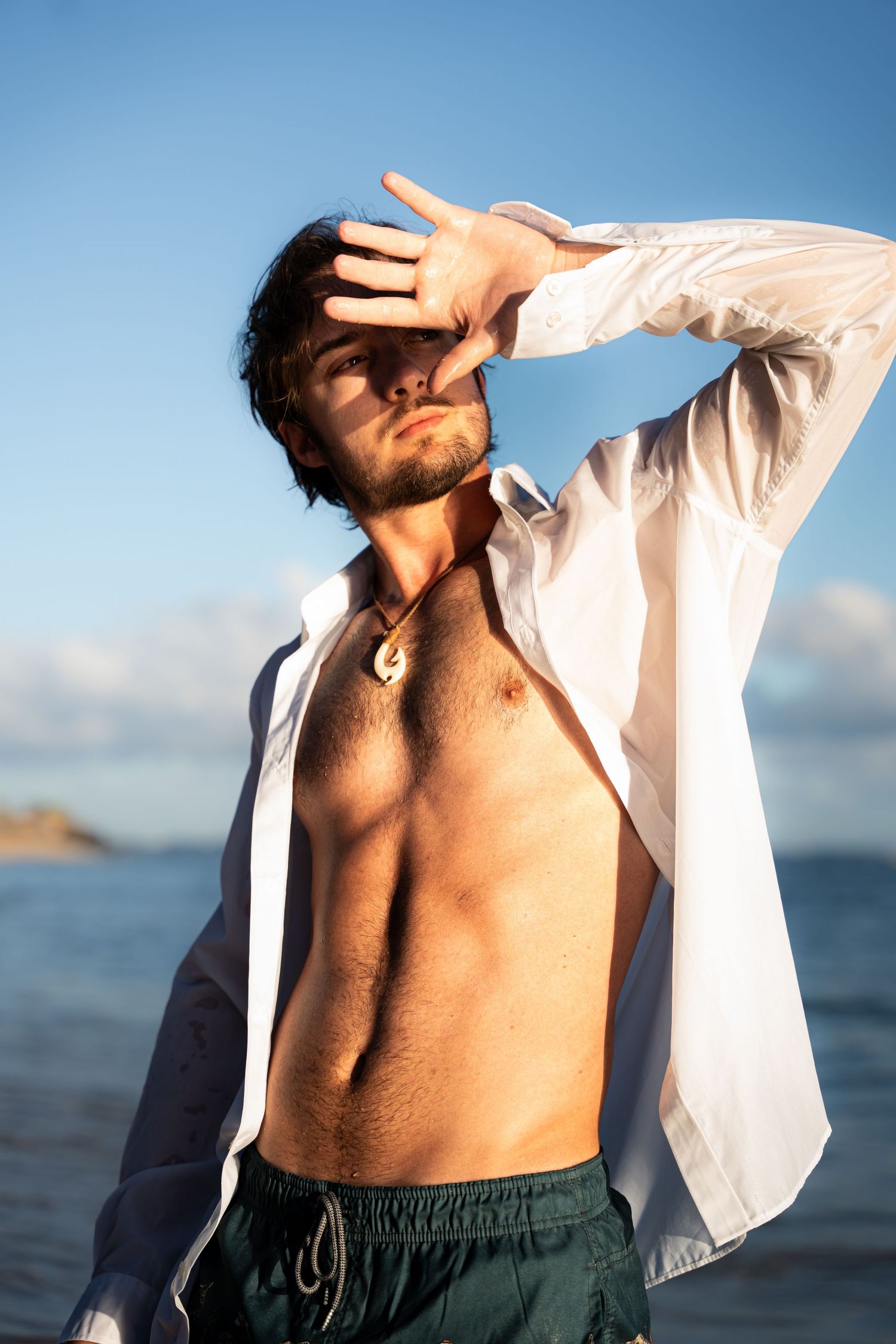 Man hiding from the sun