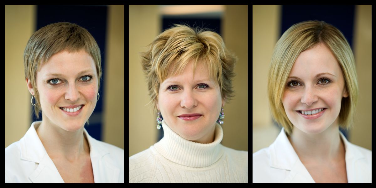 Three portrait headshots of successful business women
