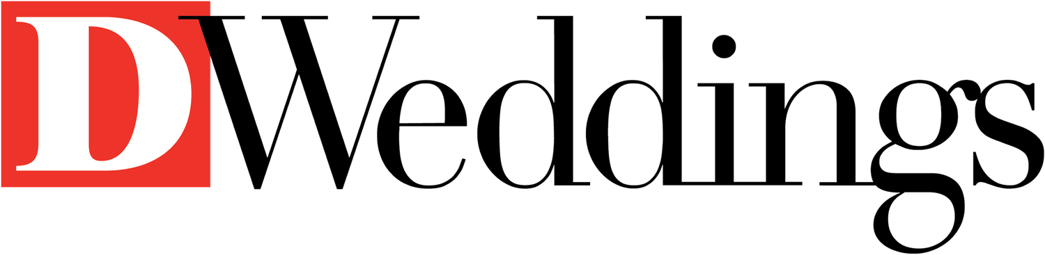 D Weddings magazine logo featuring a bold red letter D alongside elegant black serif typography.