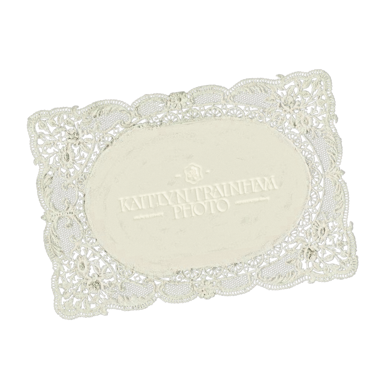 Ornate vintage lace doily border designs in off-white color against a light background.