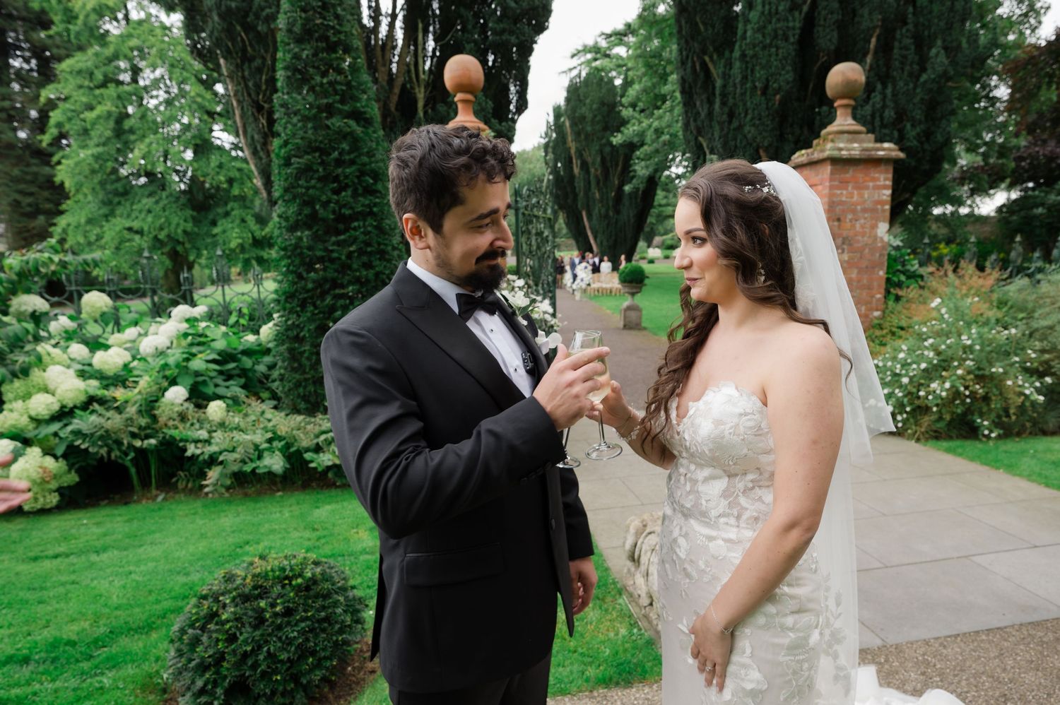 Documentary-style bride and groom portraits at Tankardstown House wedding