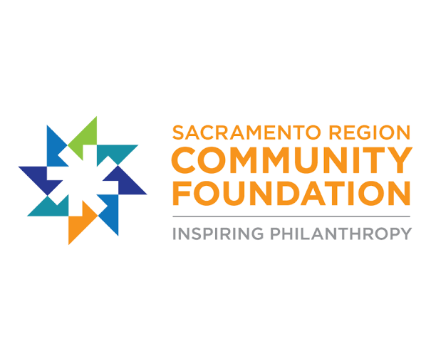 Sacramento Region Community Foundation inspiring philanthropy logo with colorful geometric star design.