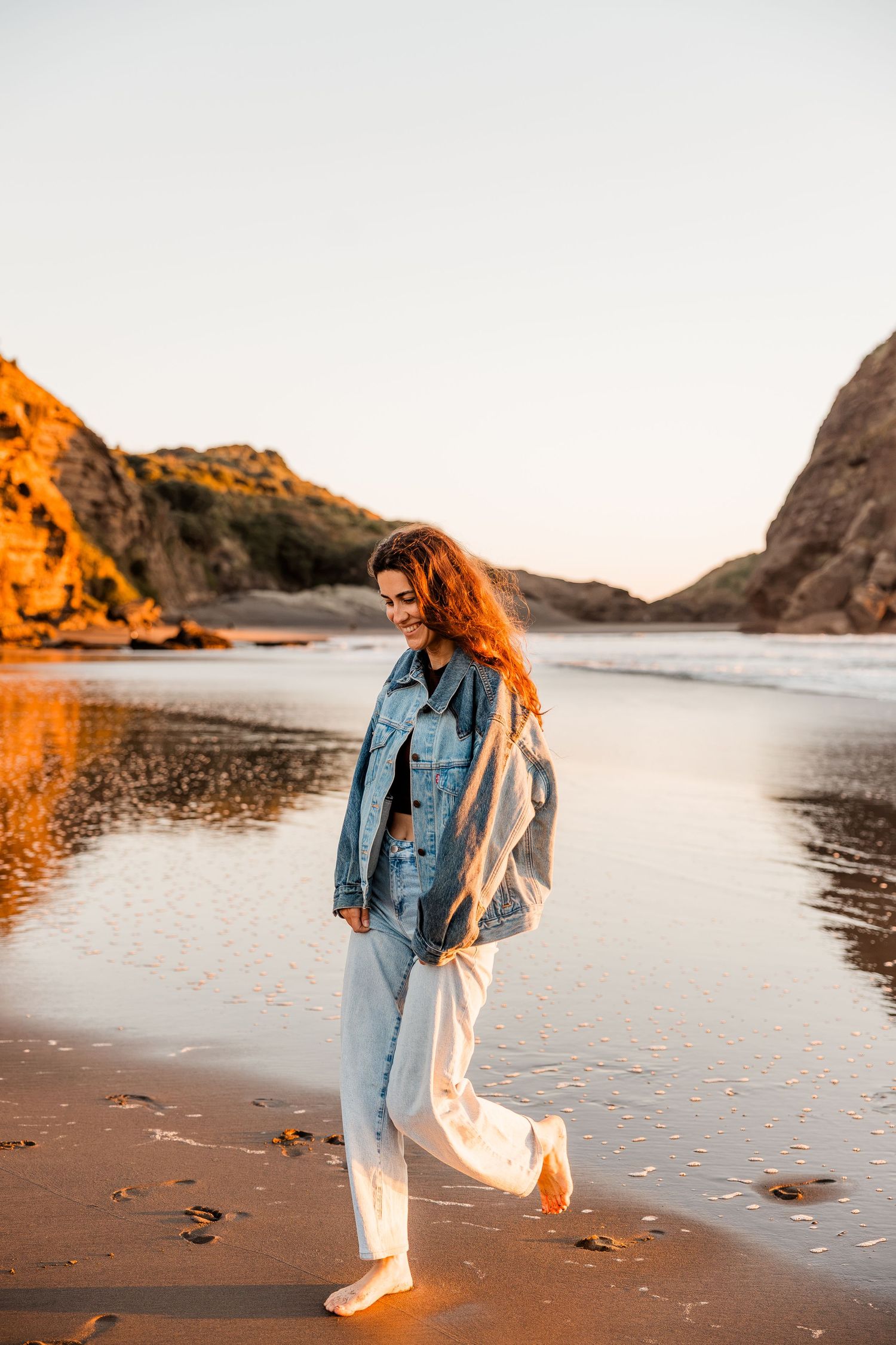 Sunset portrait in Piha.