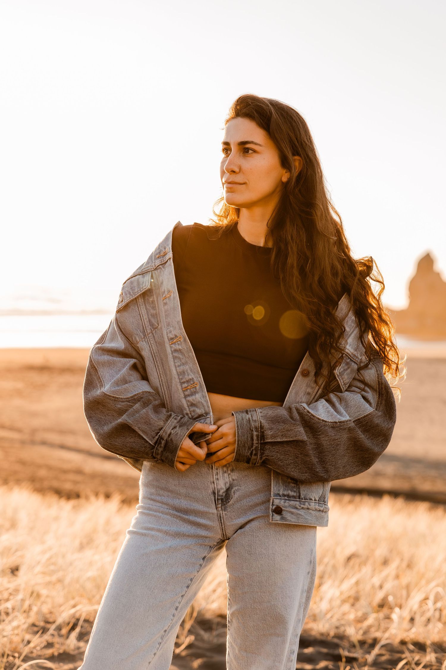Sunset portrait in Piha.