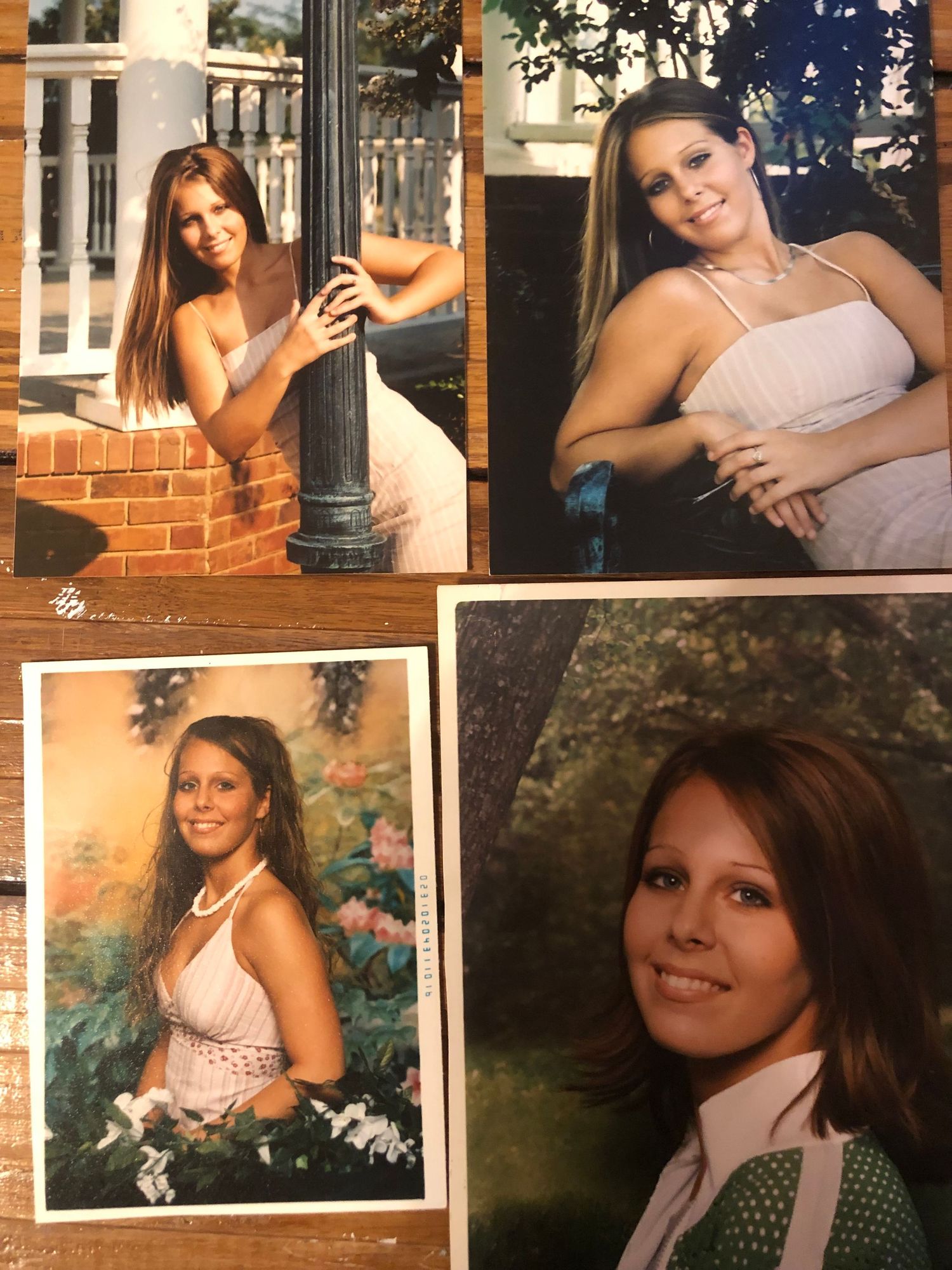 A collage of outdoor portrait photographs featuring casual poses against brick walls and natural backgrounds.
