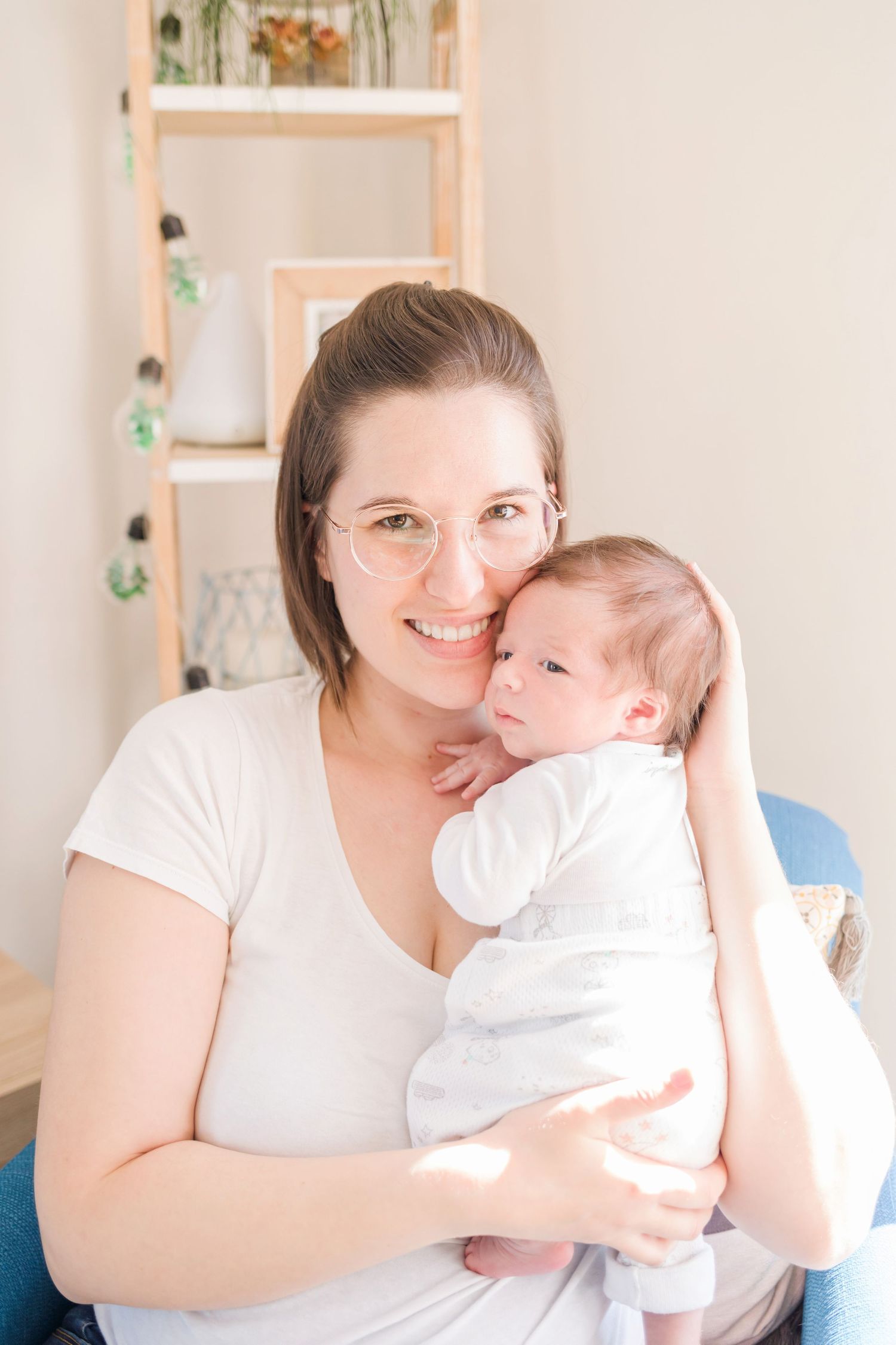 Heartwarming series capturing intimate family moments in a bright room.