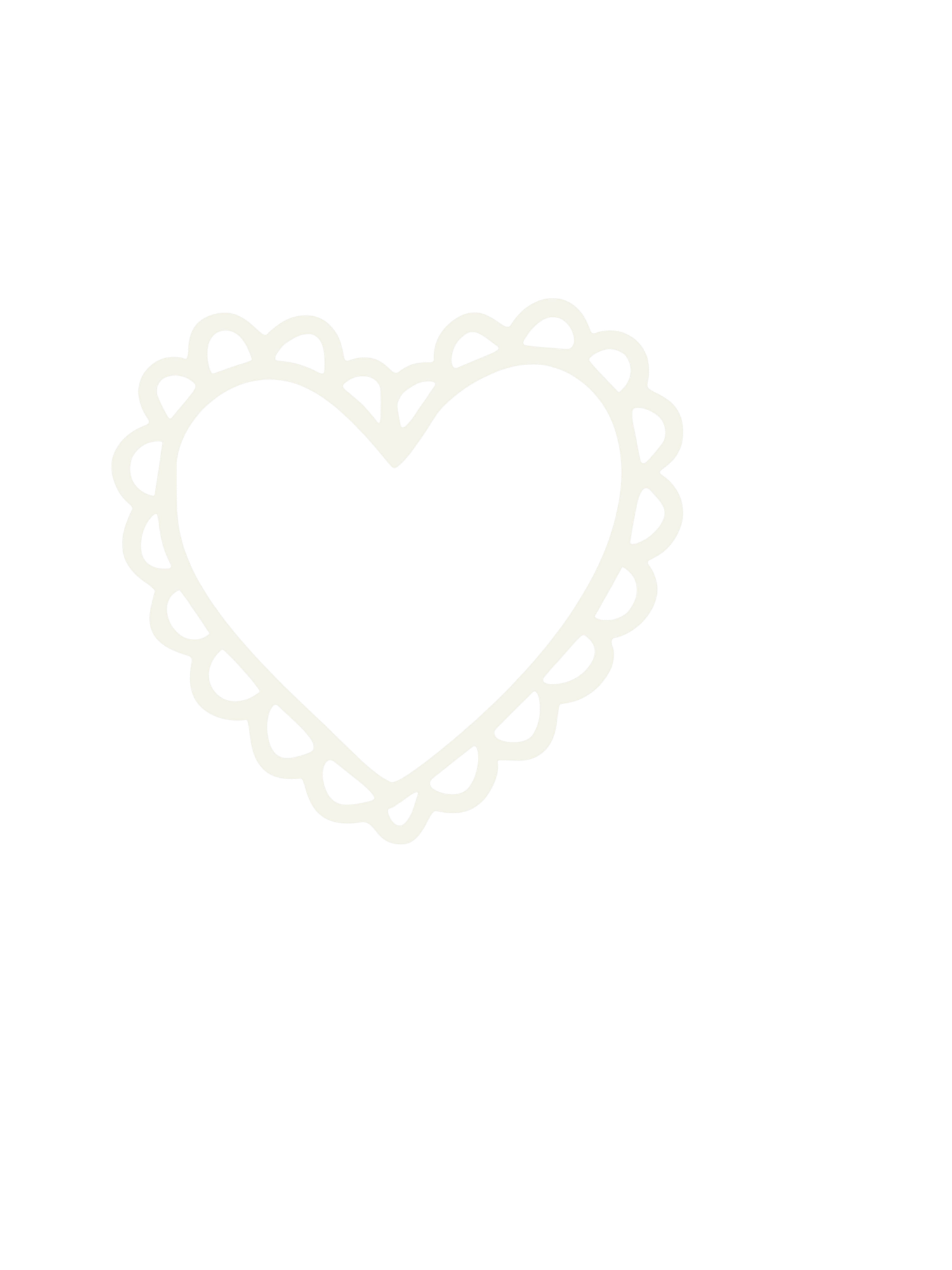 Cream lace-style heart frame with a scalloped edge and delicate openwork border on a white background.