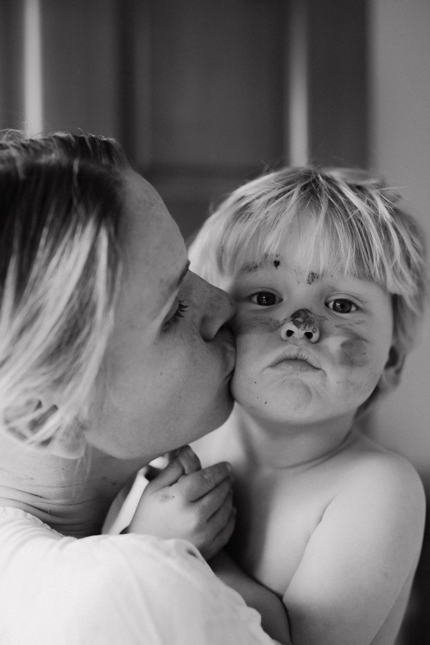 Series of sweet black and white close-up shots showing affectionate nose touches.