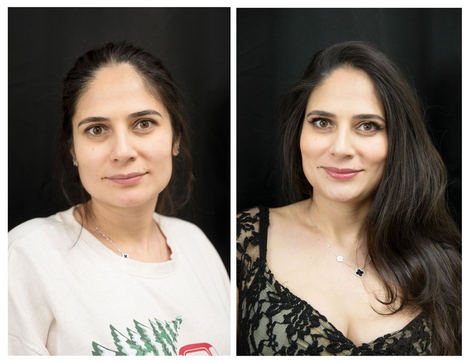 Series of expressive portraits showing different poses and outfits.