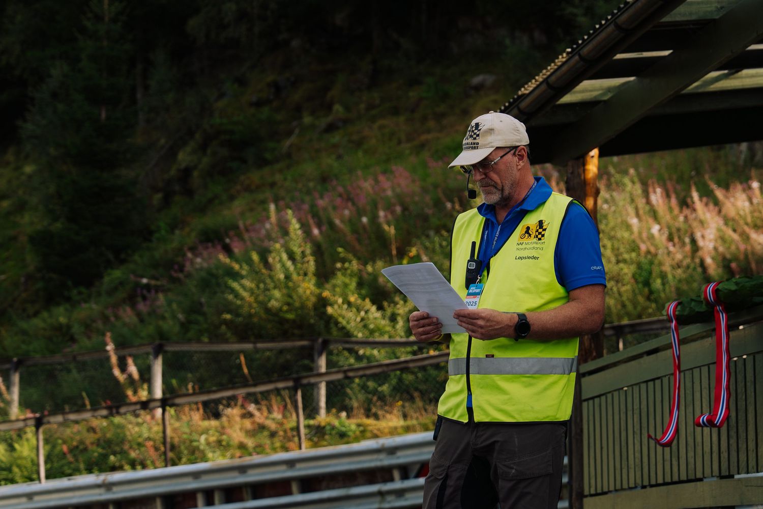 A series of images showing people in safety vests working on outdoor construction or maintenance projects.