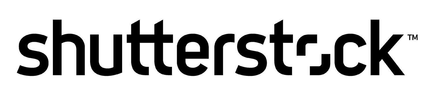 Black Shutterstock logo with stylized shutter icon design.