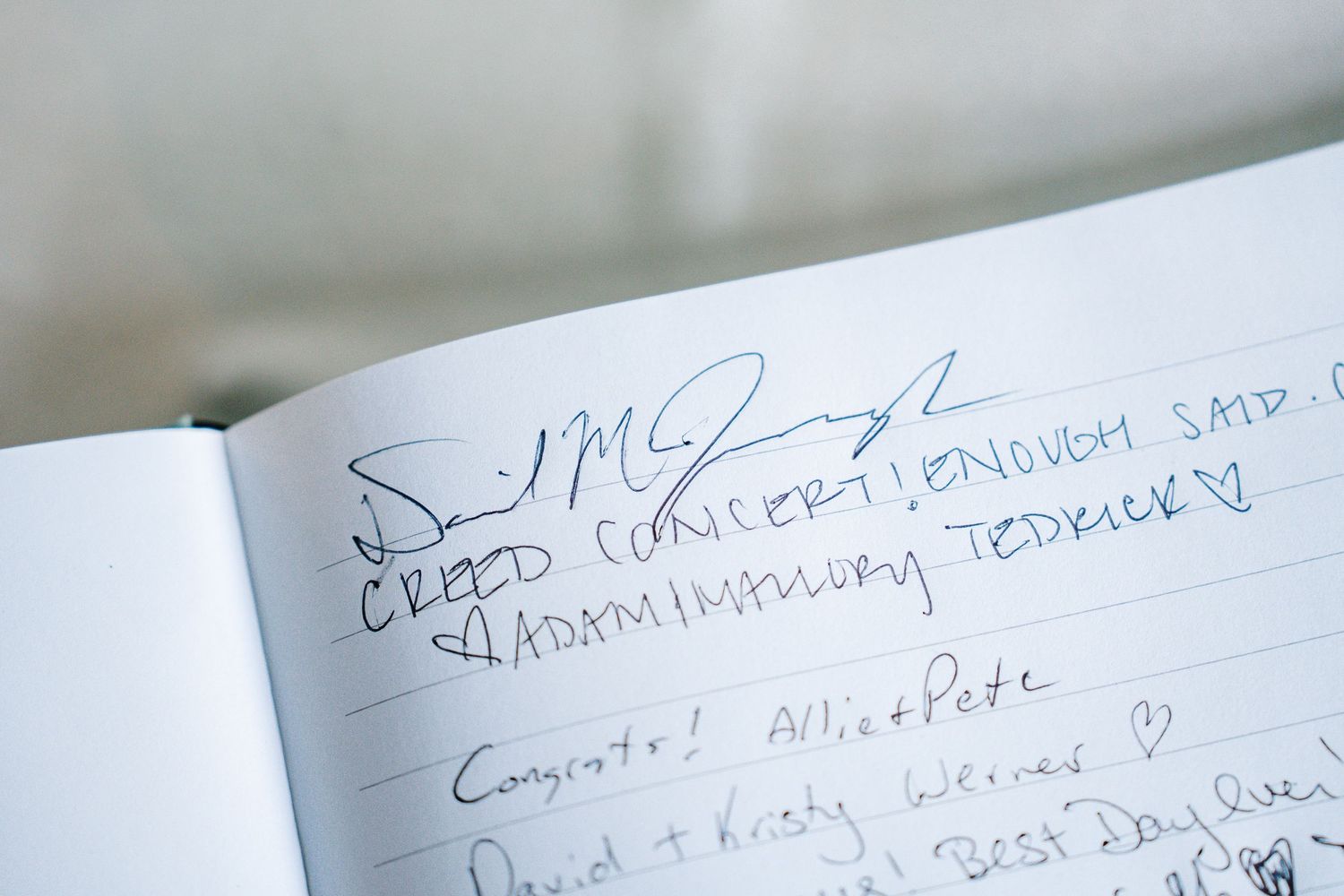 Close-up view of handwritten text and signatures on white paper documents.