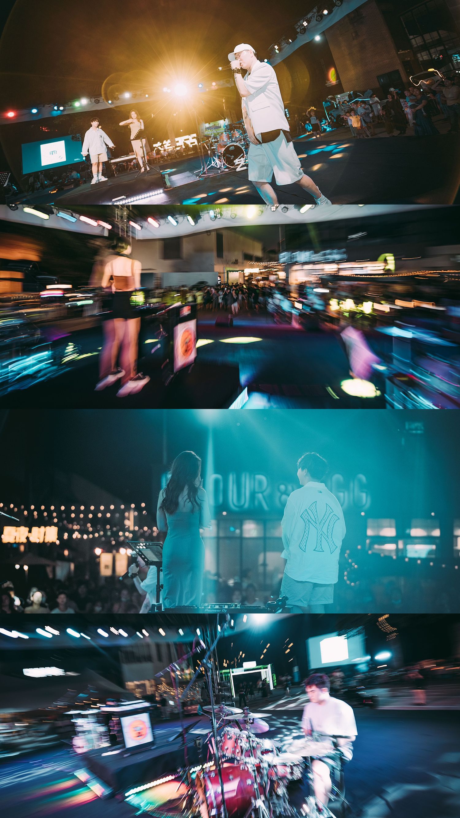 Collage of vibrant live concert photos featuring performers on stage with colorful lights and energetic crowd scenes.