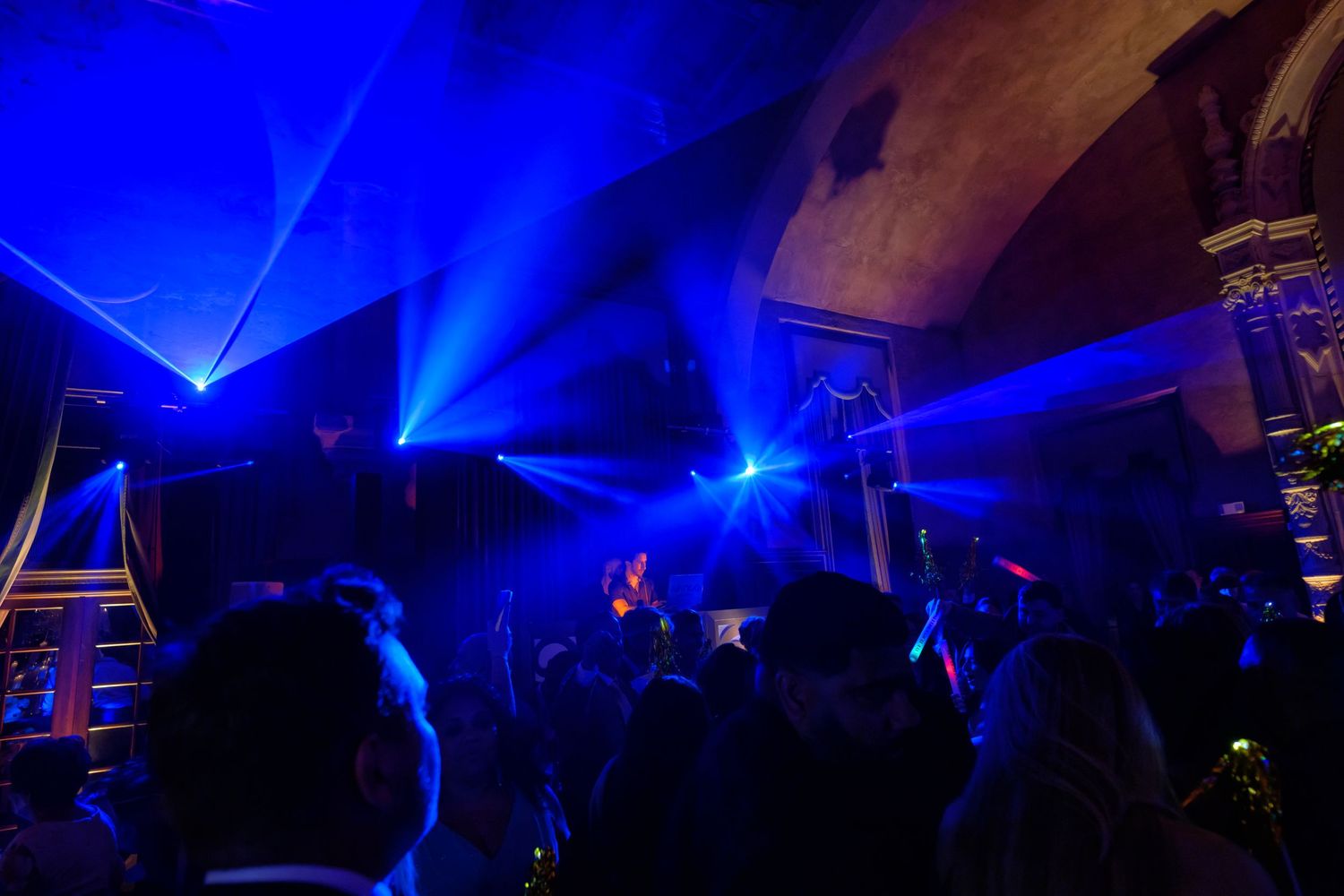 Dramatic lighting transforms the night into an extraordinary celebration.