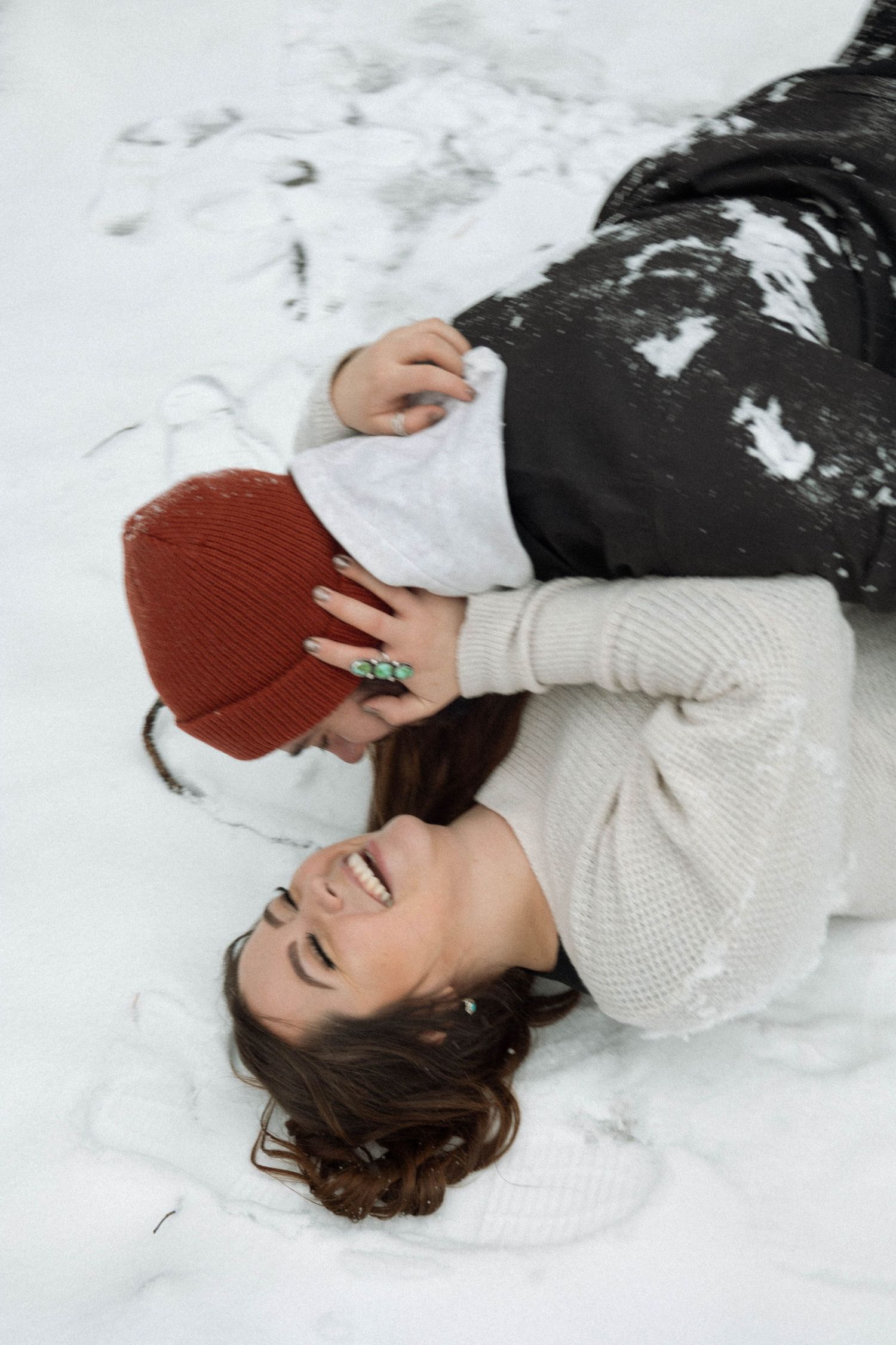 Nevada mountainside snow couples photoshoot