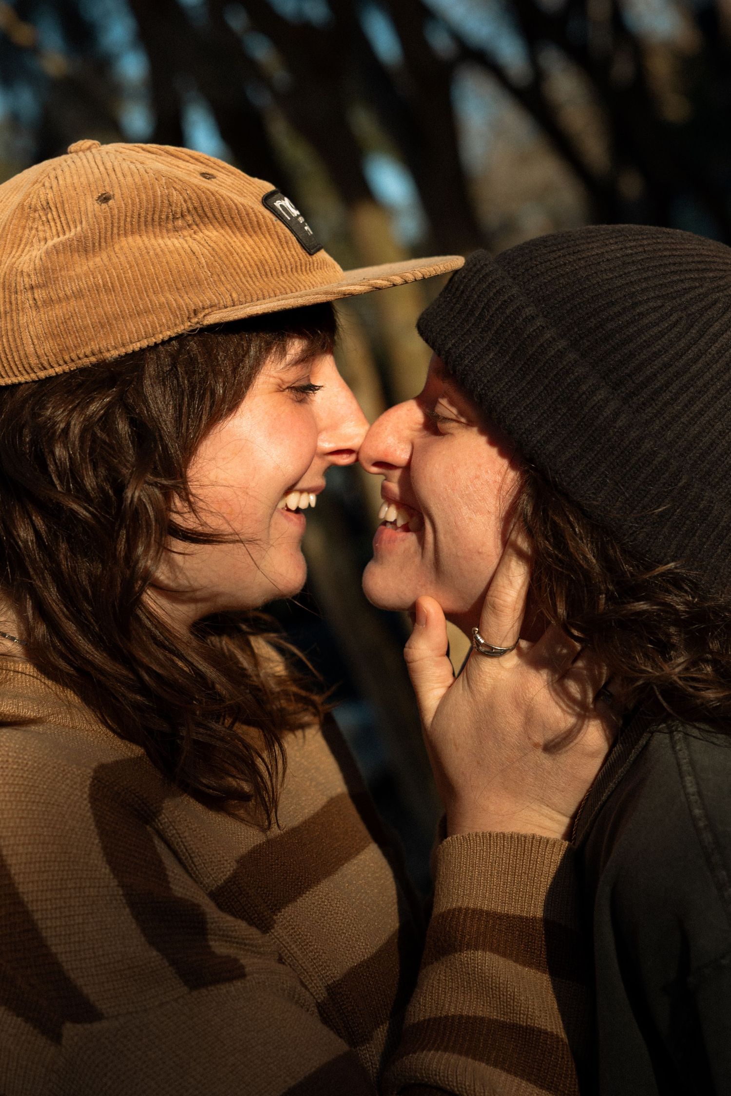 Artistic close-up photograph highlighting a couple's connection