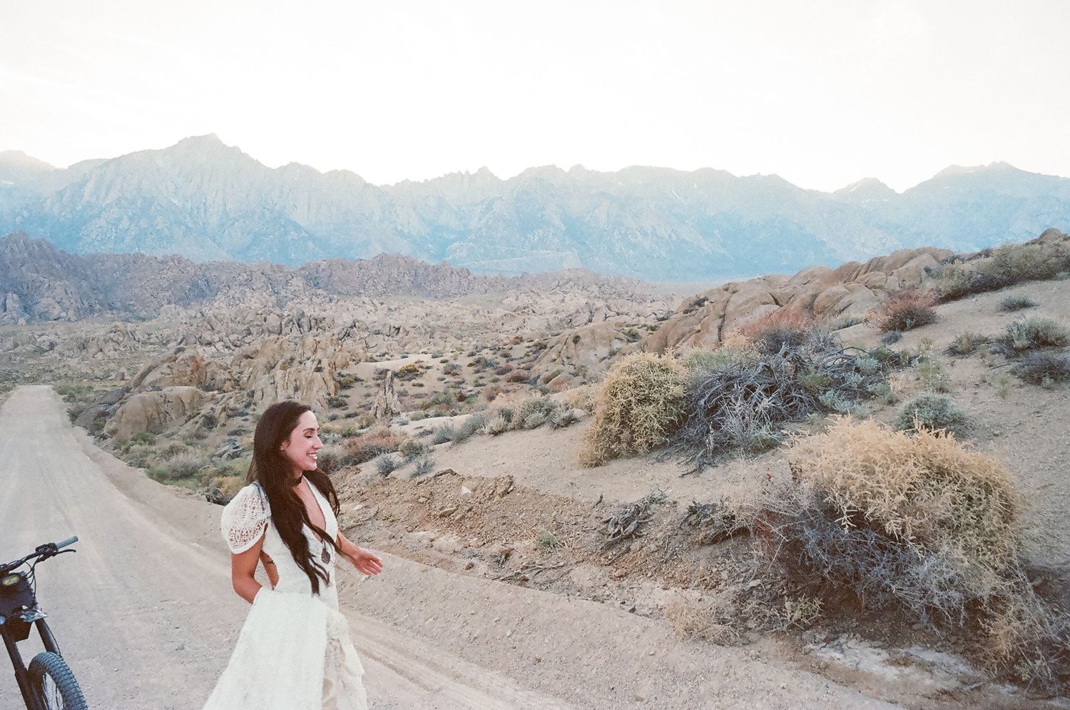 Candid bridal portraits shot in 35mm film in Southern California