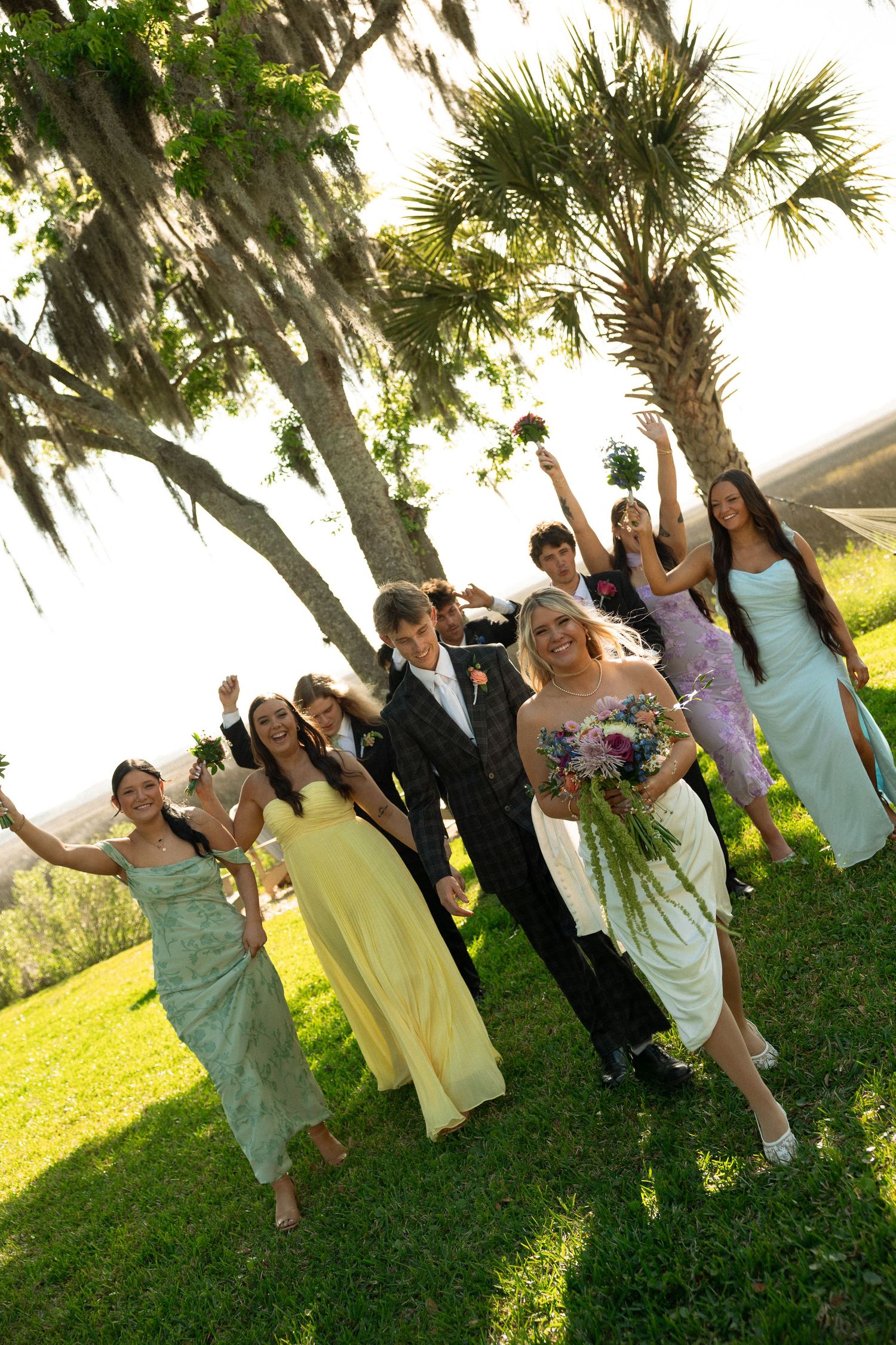 Bridal party celebrating together during a Florida wedding