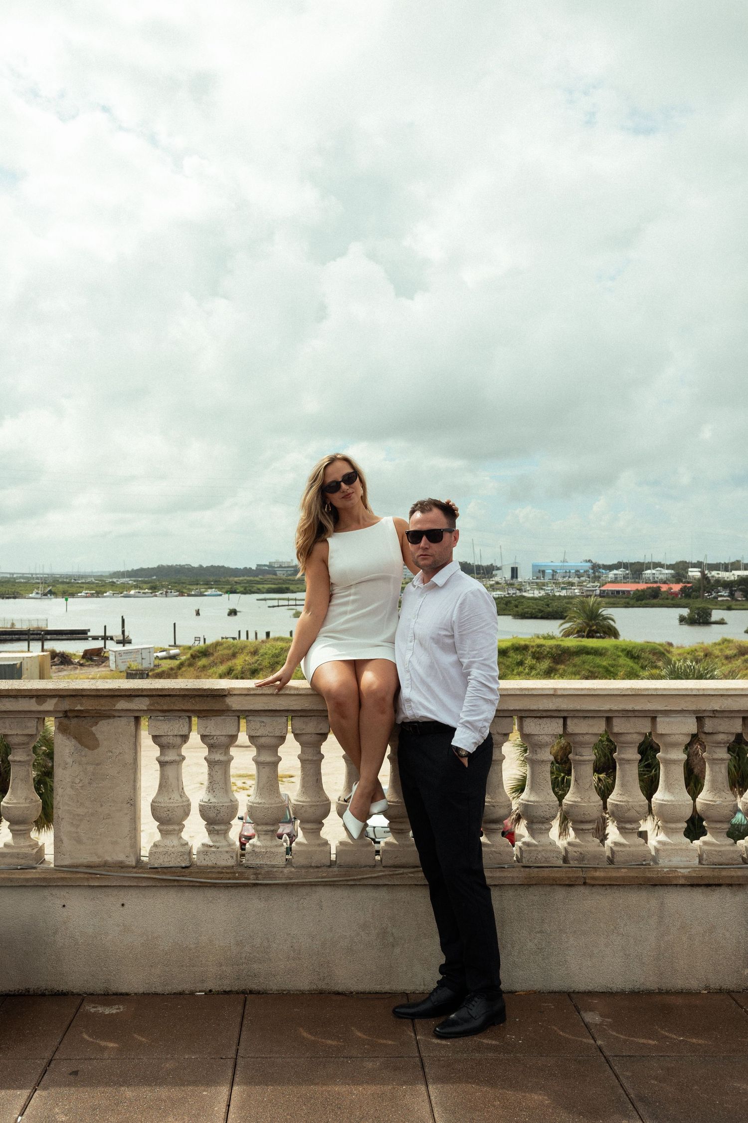 Downtown St. Augustine engagement session featuring historic architecture