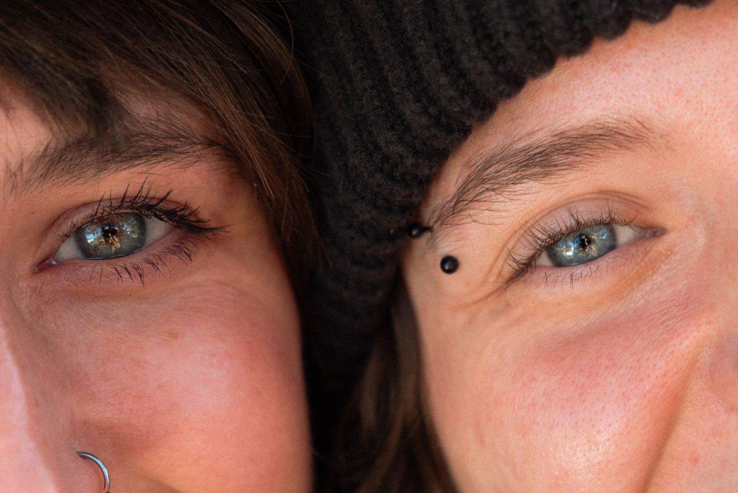 Close-up portrait of a couple sharing an intimate moment