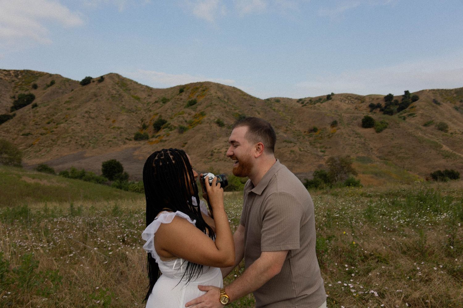 romantic engagement session in rolling California hills