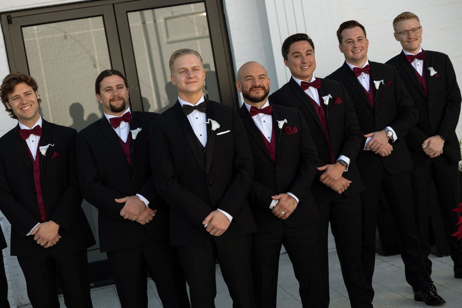 groomsmen photos at the Clay Theatre