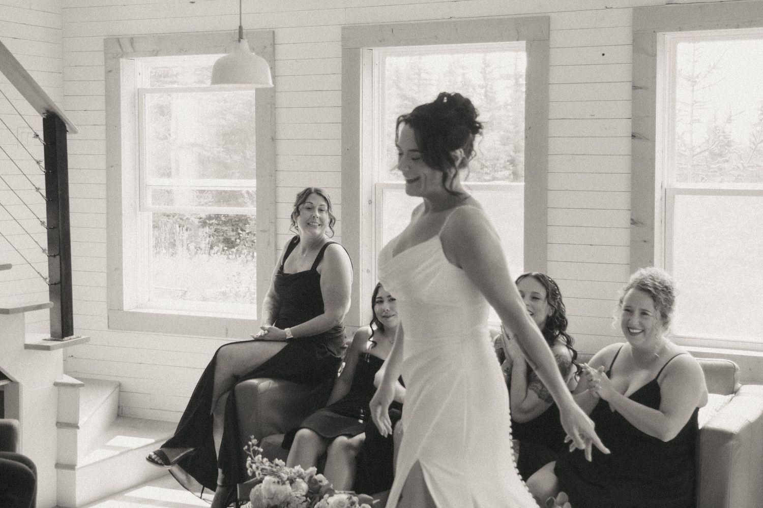 Candid wedding first look in Trinity captured by Newfoundland documentary wedding photographer Kaitlyn Yvette