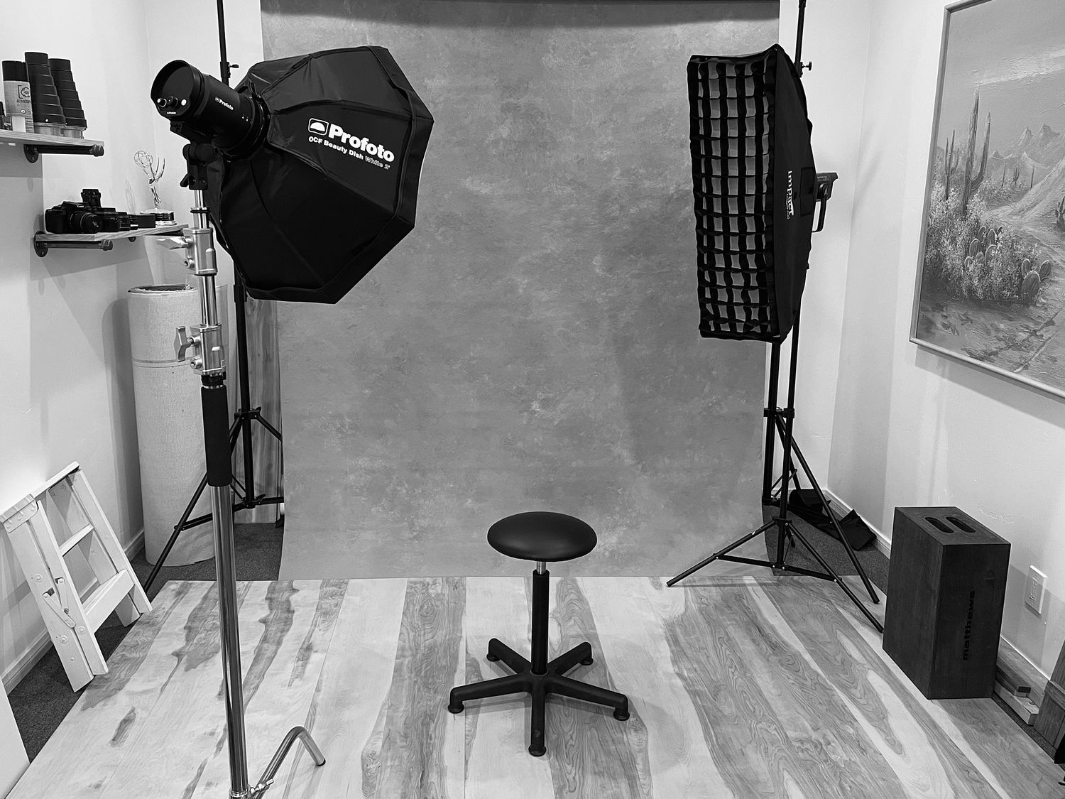 In studio photography setup for Travis Sean Studios