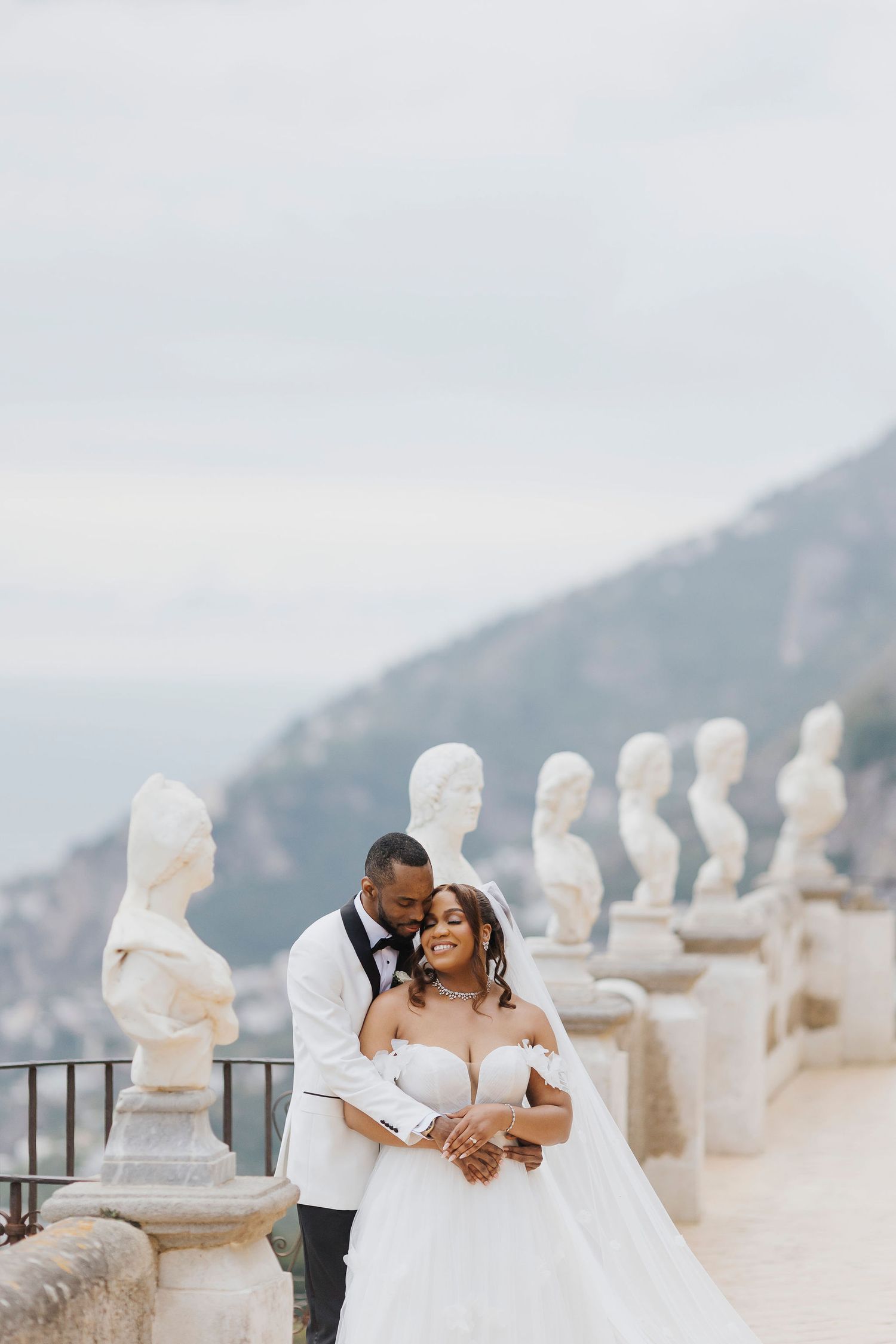 Bride and groom walking together during their destination wedding