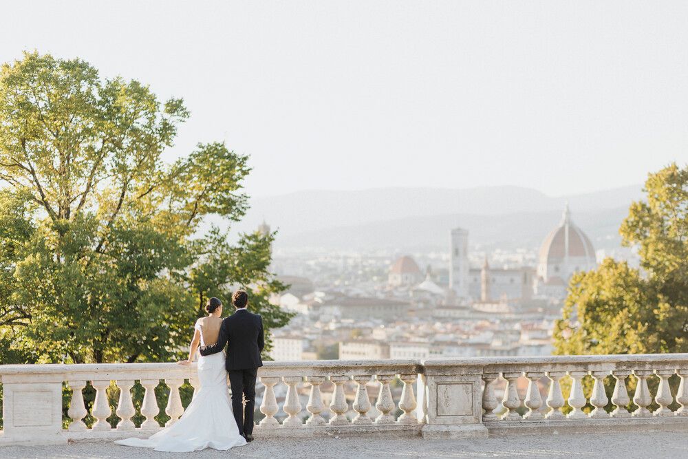 Couple enjoying a quiet moment during their destination wedding in Italy