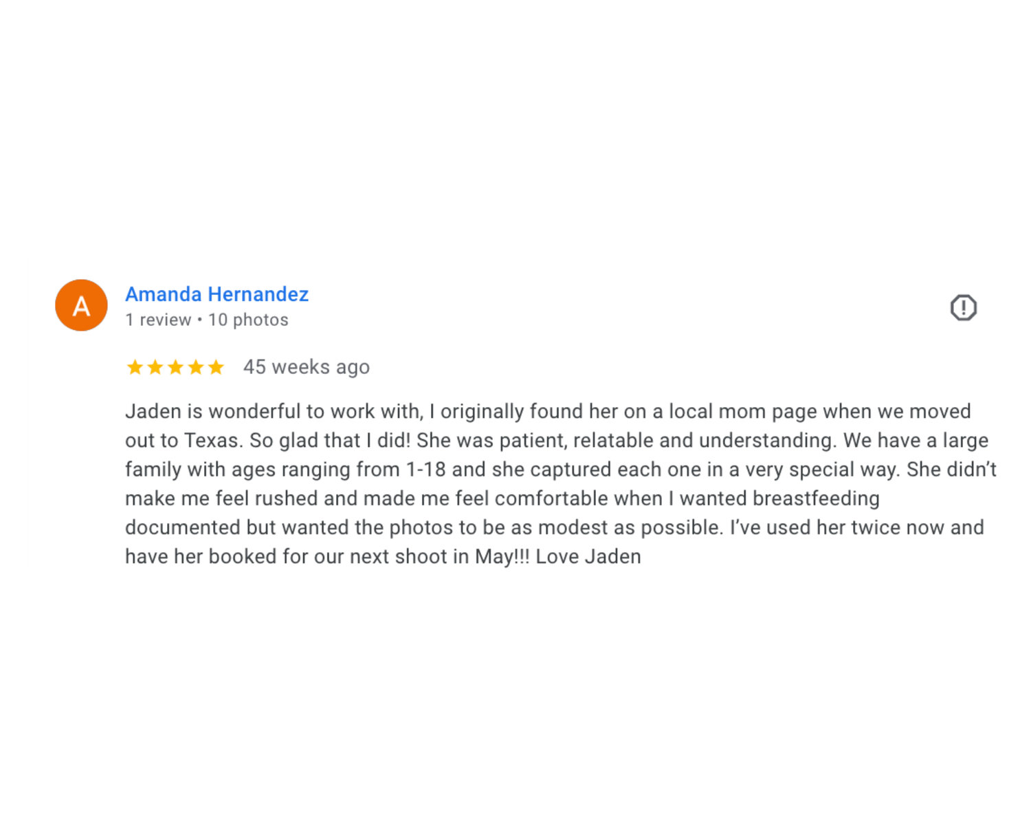A five-star review screenshot shows positive feedback about working with someone named Justin on social media.