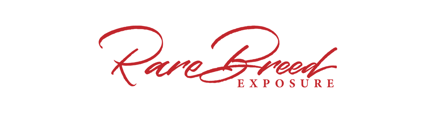 Red cursive signature text design for photography branding.