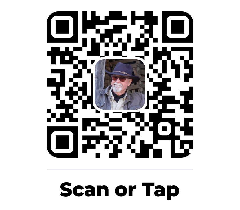 A QR code with a small profile photo thumbnail in the center and 'Scan or Tap' text below.