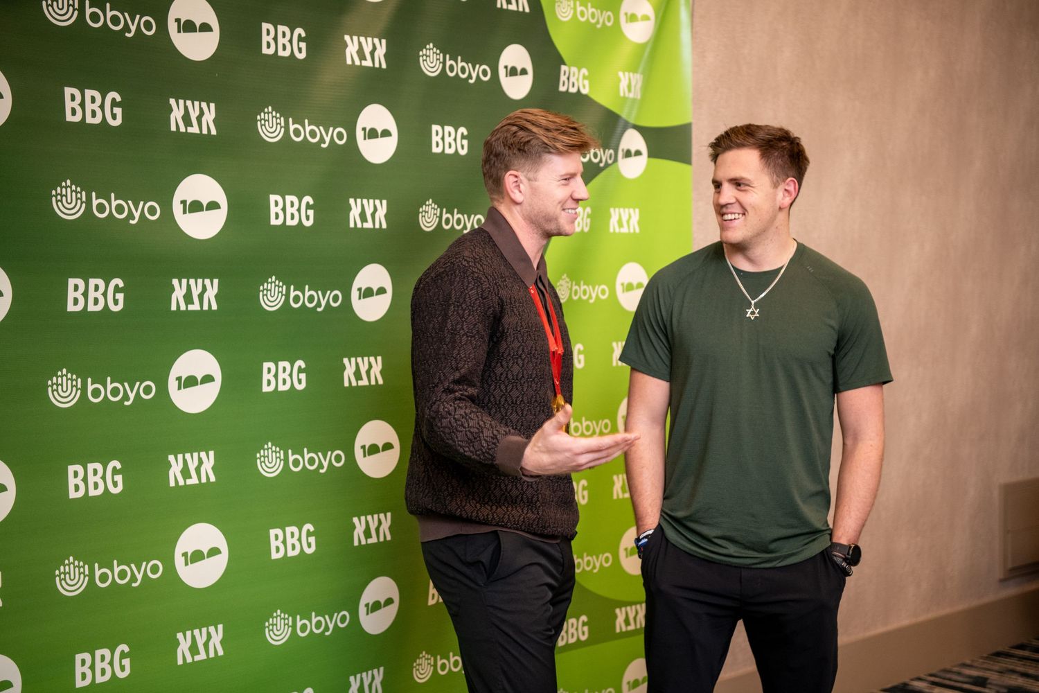 Olympian Hunter Woodhall (left) and BYU Quarterback Jake Retzlaff (right)