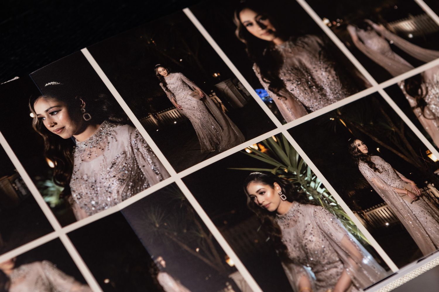 Contact sheet layout showing multiple wedding photography shots in black and white.
