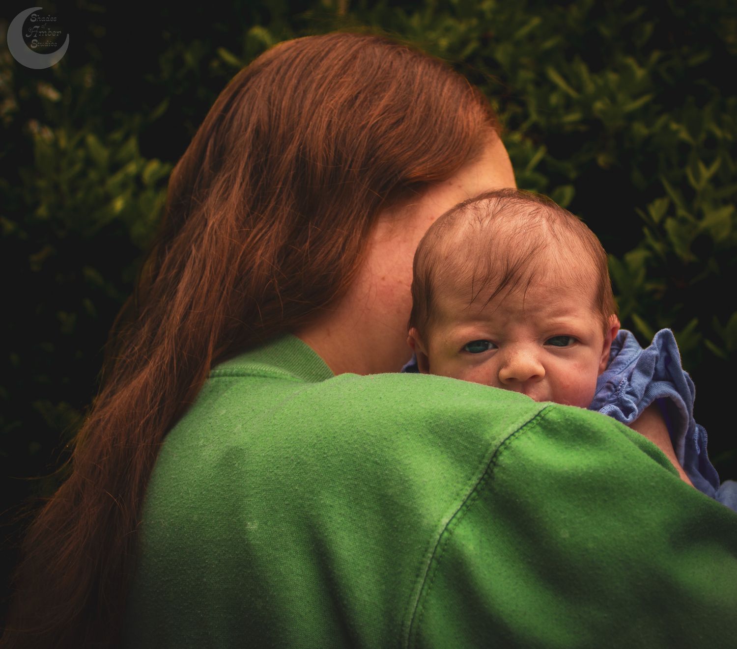 A sequence of photos showing two people embracing in an outdoor setting with greenery in the background.