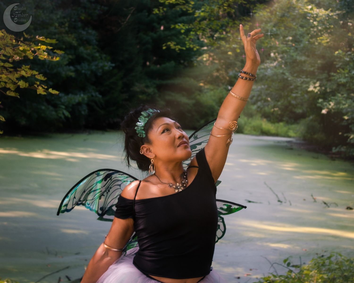 A collage of dance movements in an outdoor park setting shows graceful poses and dynamic motion in natural light.
