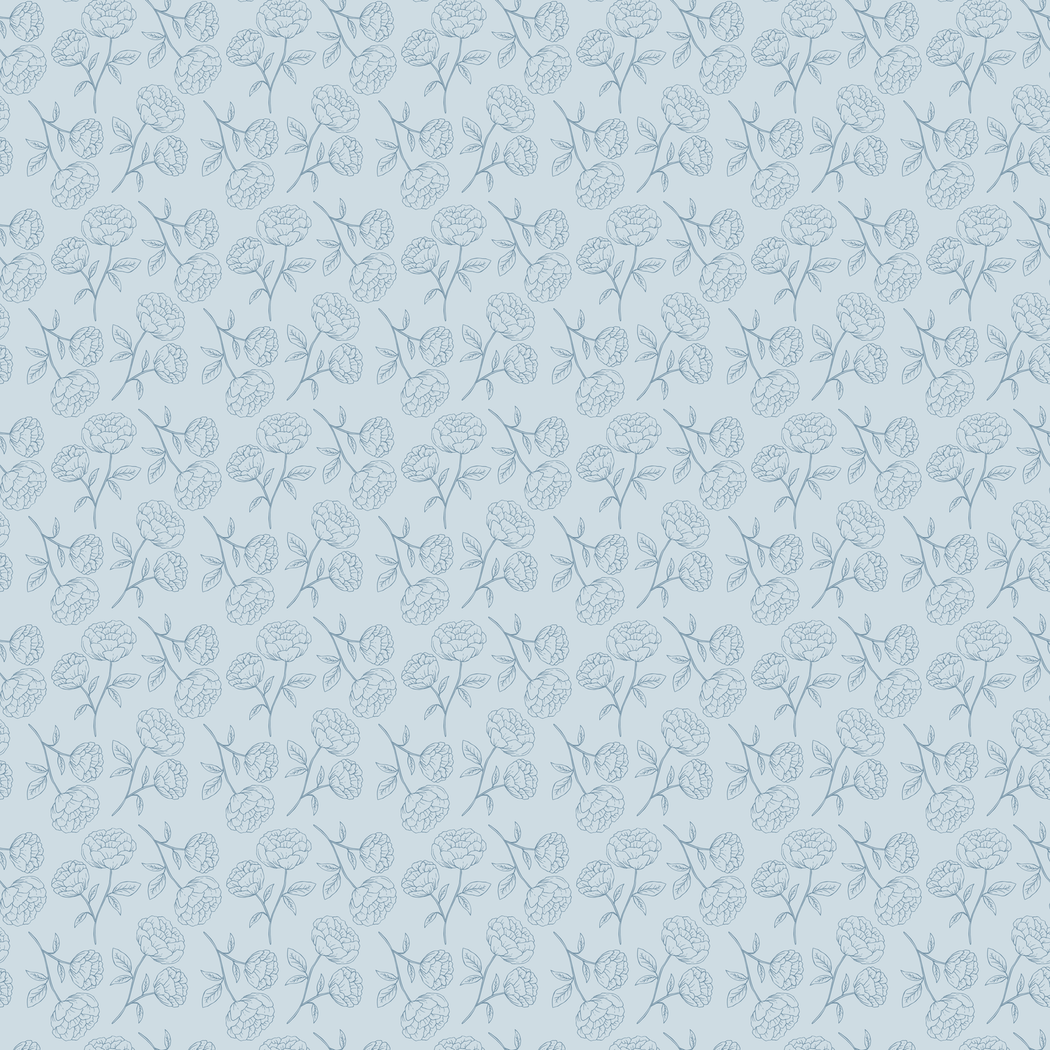 Light blue fabric with delicate tonal rose floral pattern, subtle elegant design perfect for quilting and sewing projects.