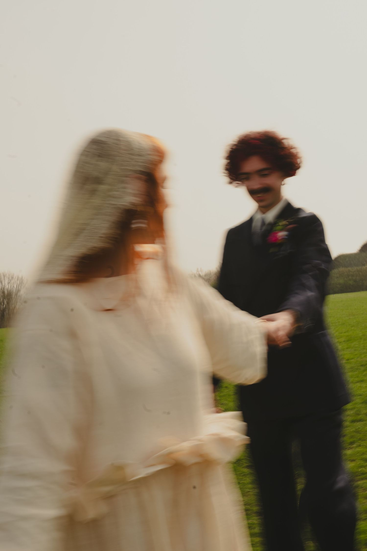 A blurry photo of a couple