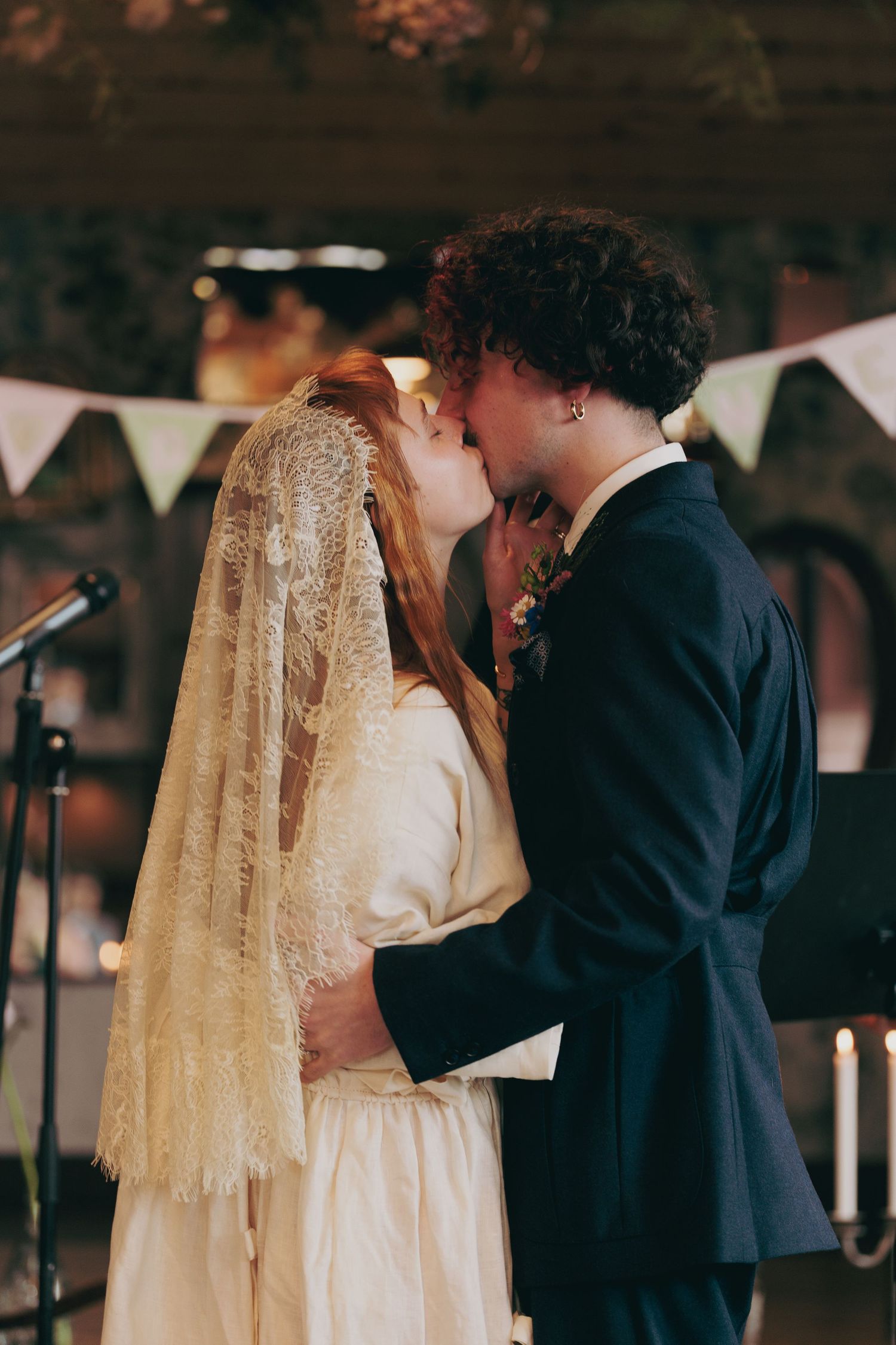 First kiss at a wedding