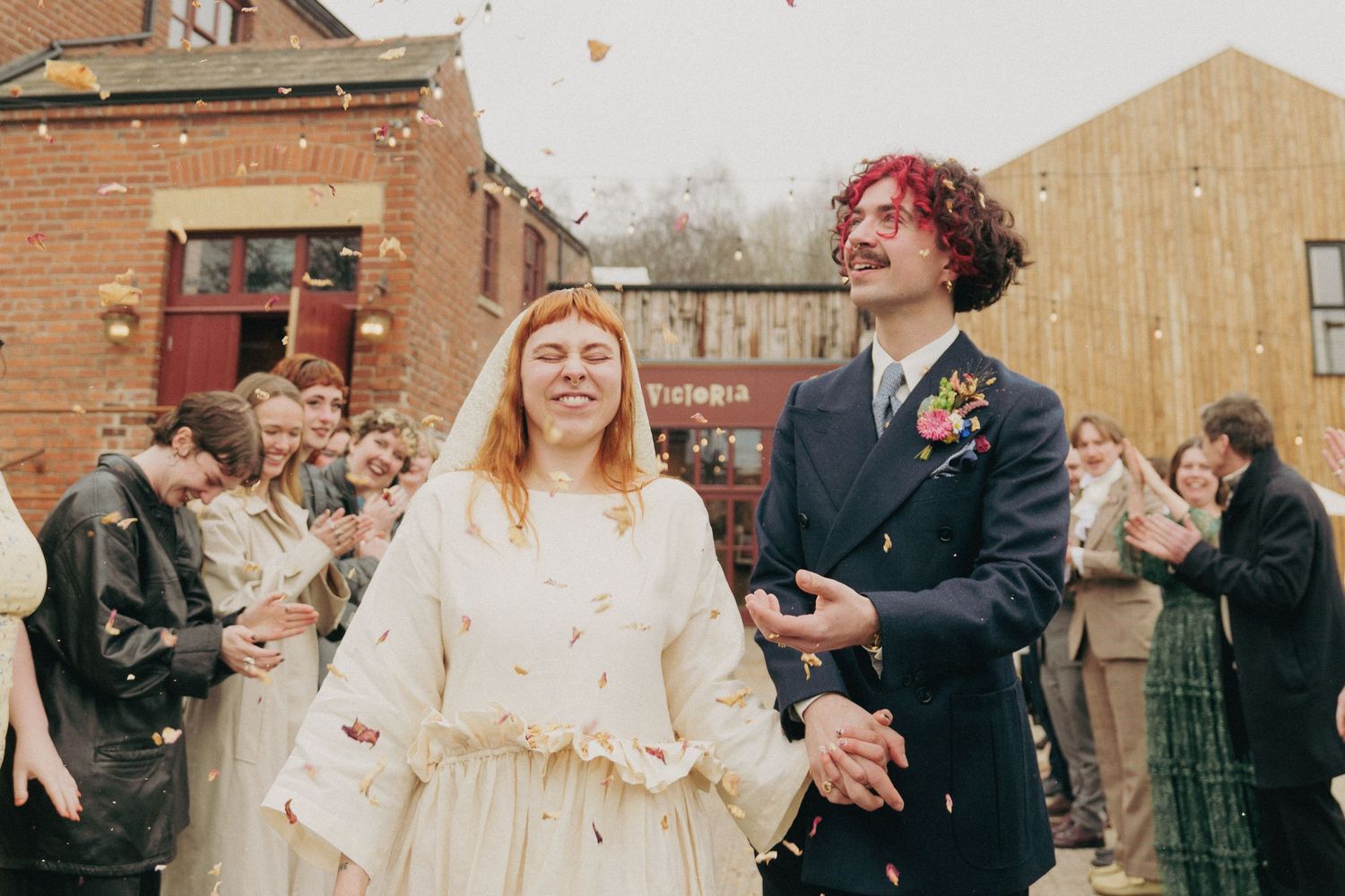 A couple at their wedding
