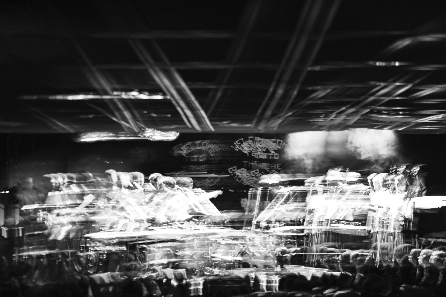 Band on stage with long exposure