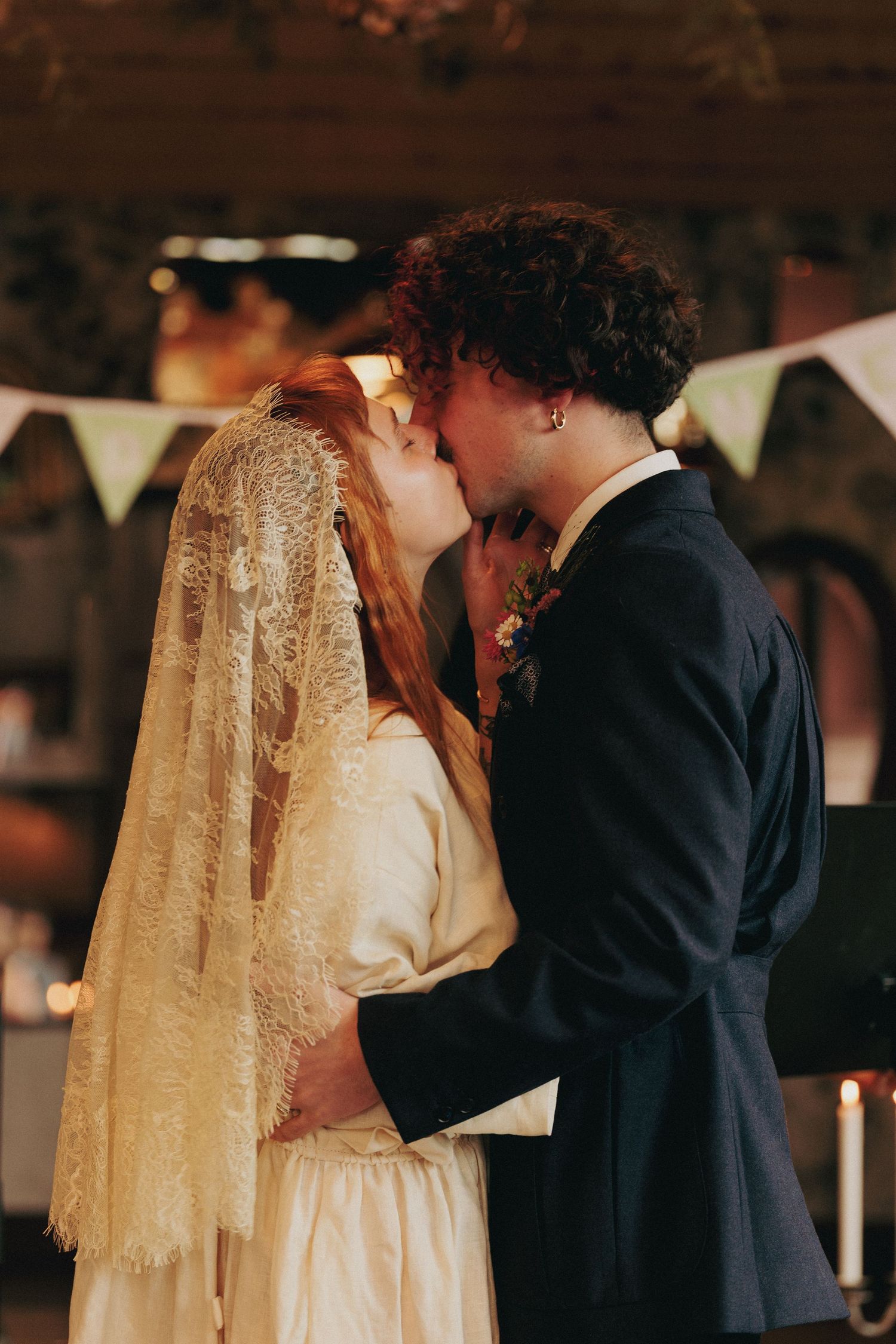 First kiss at a wedding