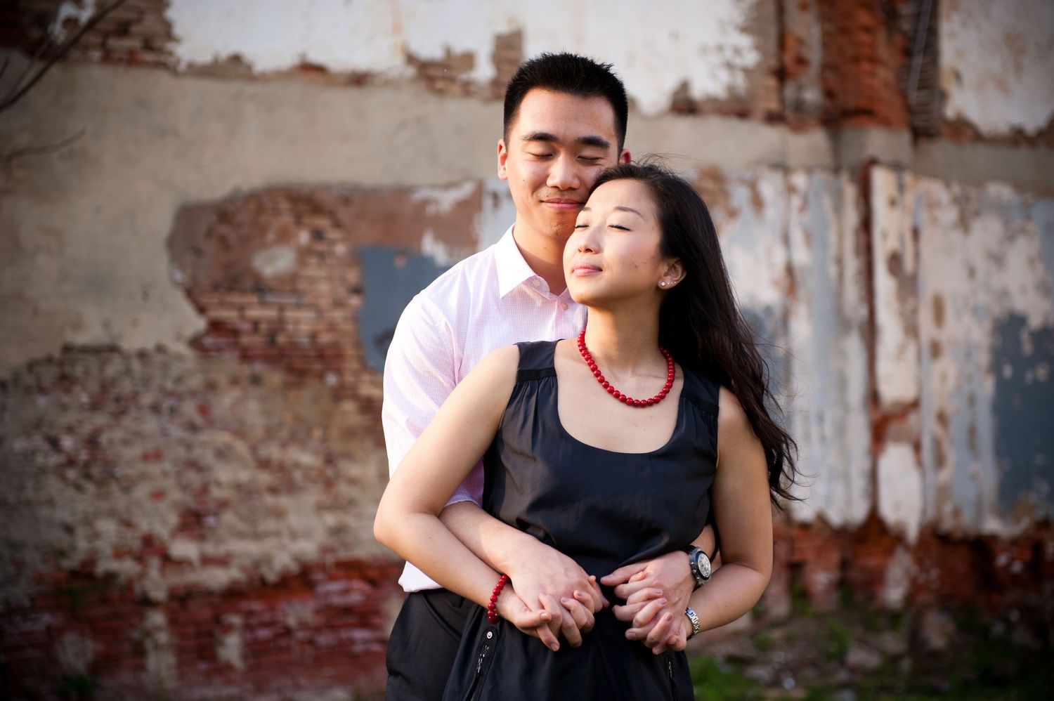 Engagement session with young couple in love in Philadelphia, PA