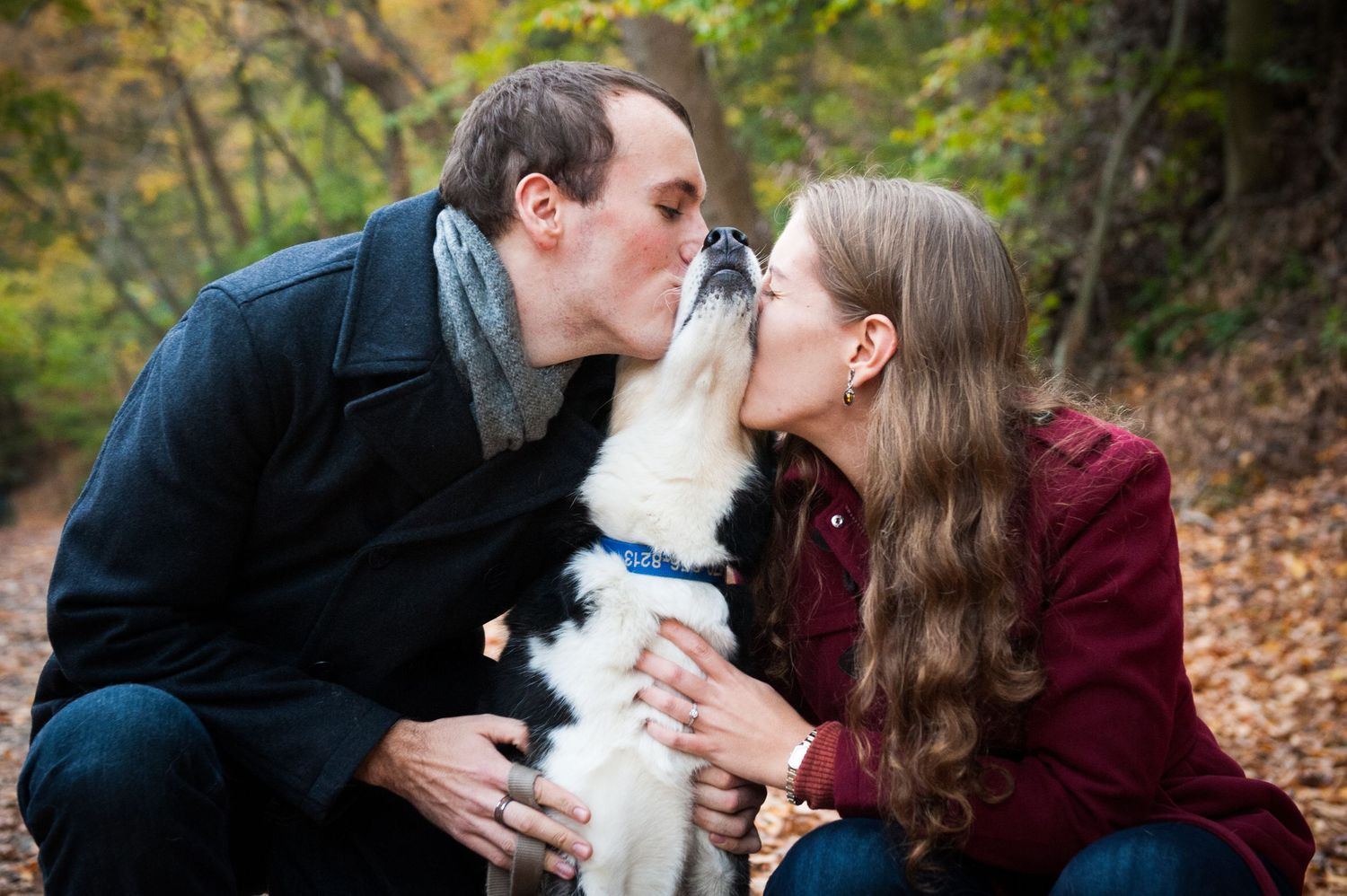 Couple with their dog in a park in Pennsylvania.