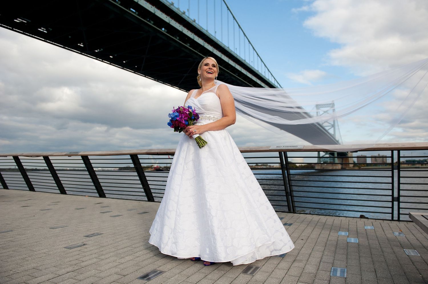 Bride at the Race Street Peer in Philadelphia PA
