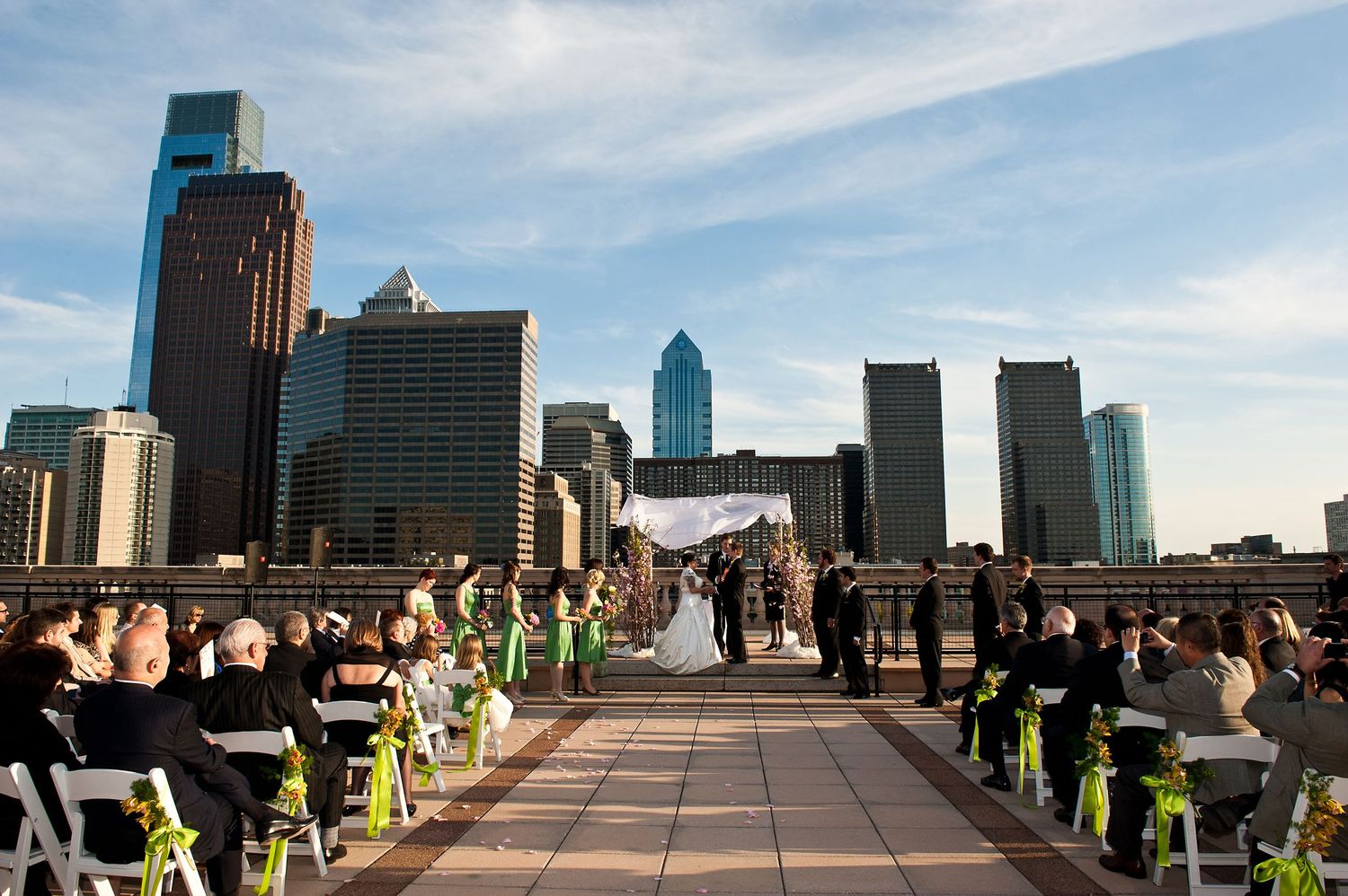 Philadelphia skyline from the Philadelphia library wedding ceremony